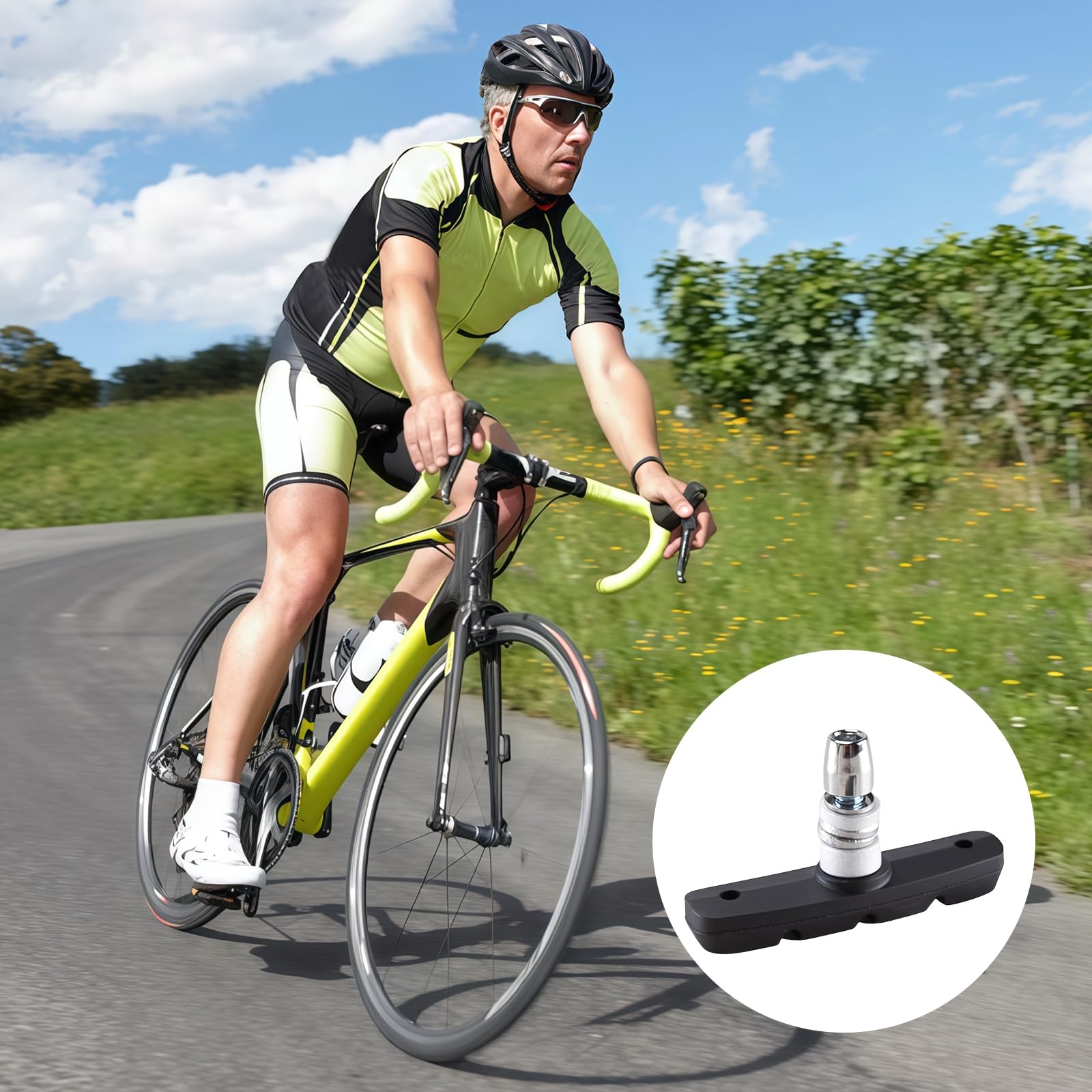 8 czarnych klocków hamulcowych V-brake 70 mm | Okładziny do rowerów górskich i miejskich. Trwałe i skuteczne