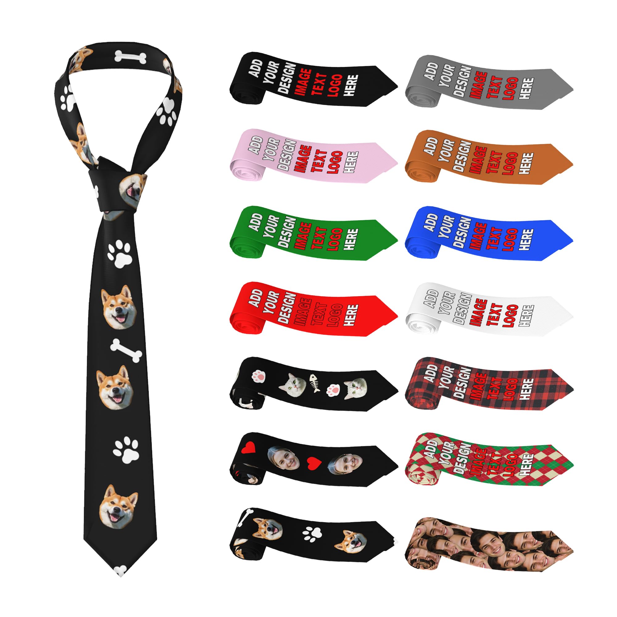 Dewckte Custom ties for Men & Women Add Your Text Picture Name Logo Custom neckties design Personalized ties Custom tie Personalized Gifts