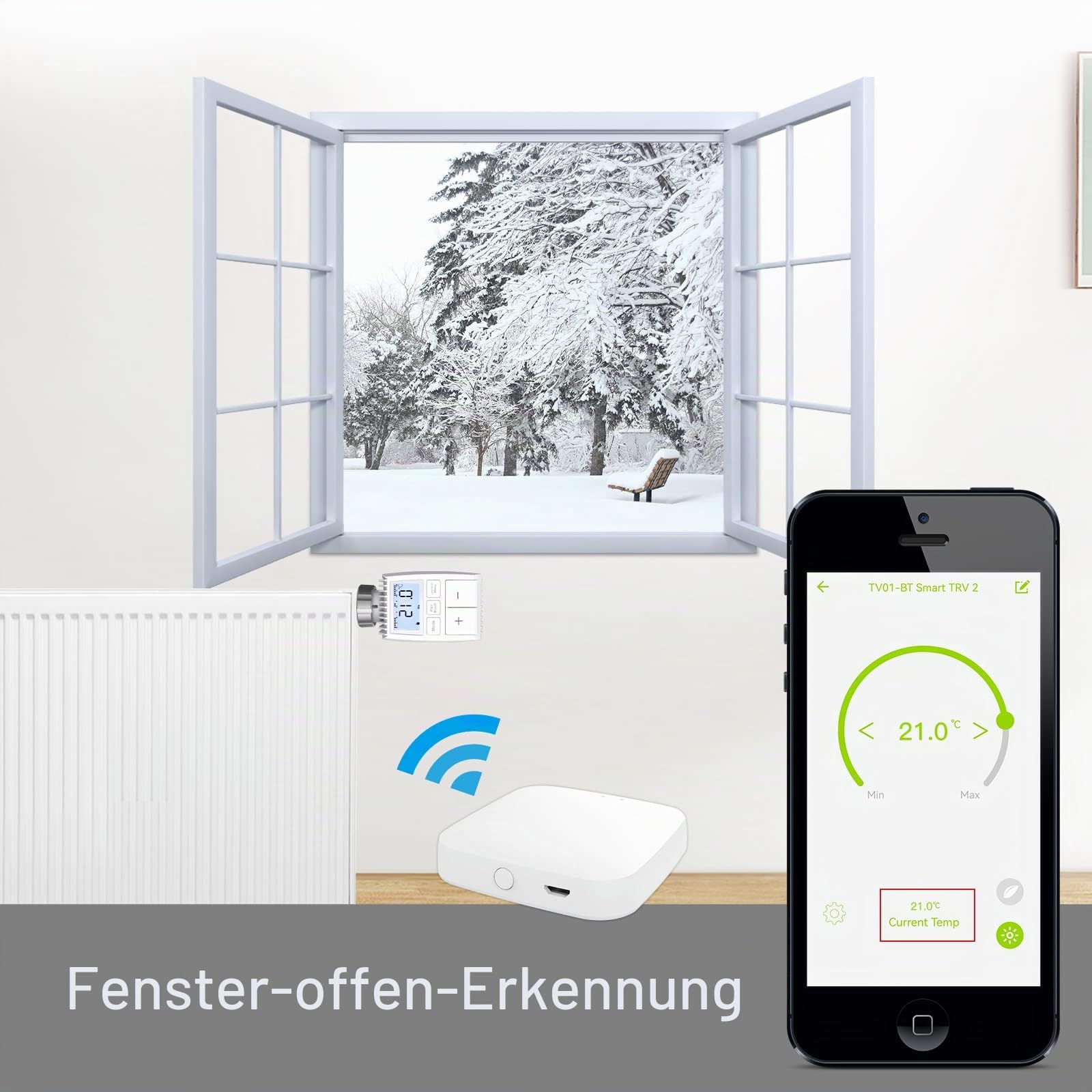 MOES Smart Heizkörper Thermostat, 3 Heizkörper mit 1 Hub, Tuya Thermostat Heizung, Intelligenter Heizkörperregler, Kompatibel mit Alexa Google Home