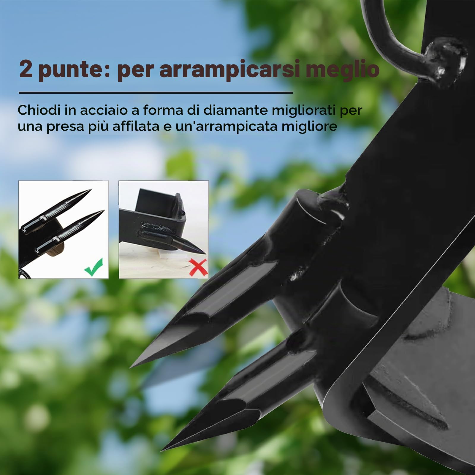 Ramponi da arrampicata su albero, attrezzatura da arrampicata, scarpe da arrampicata, ramponi per albero, borchie per albero, kit forestale antiscivolo per campeggio forestale mimetico