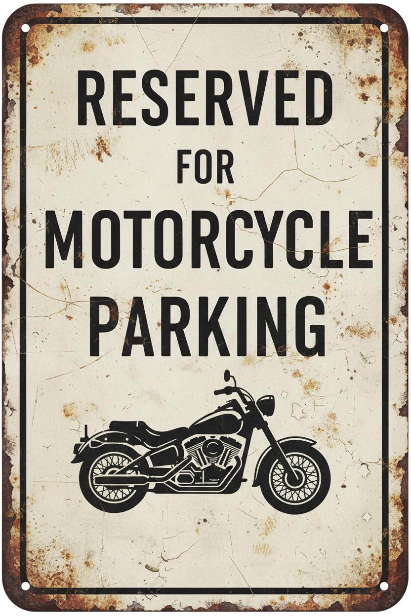 Wall Decor Reserved For Motorcycle Parking Only Warning Notice Aluminium Metal 8"x12" Sign Plate Vintage Signs Aluminum Plates Printed