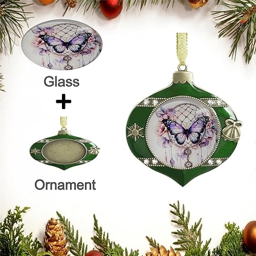Vista 4 de Adorno para árbol de Navidad, mariposa, atrapasueños, floral, cristal, adorno de Navidad, vacaciones, adorno colgante para árbol de Navidad