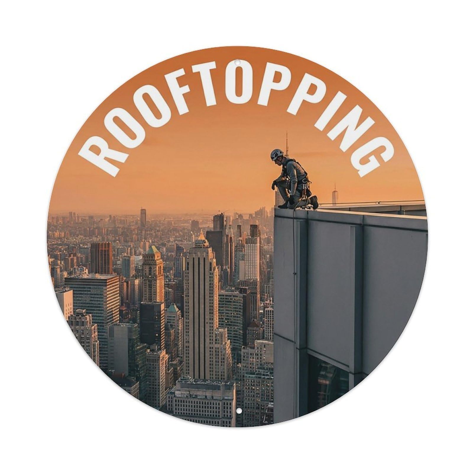 Vintage Rooftopping Extreme Sports Vintage Metal Tin Sign Plaque Wall Decor for Cafe, Club Bar, Office, Garden Metal Poster 8x8Inch