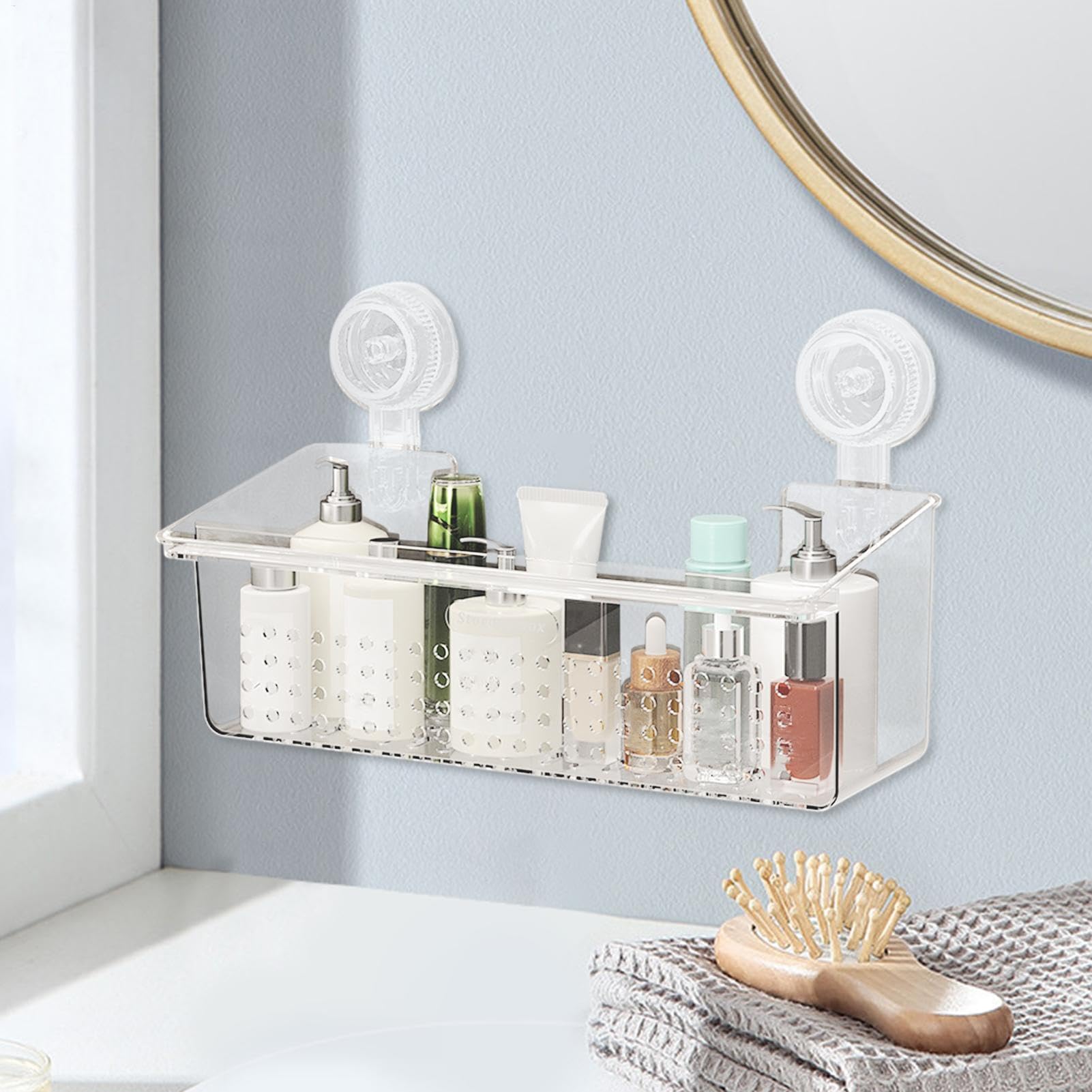 Duschregal mit Saugnapf, Wandmontage, Badezimmer-Organizer, stabiler Shampoo-Halter, multifunktionaler Badewannen-Caddy für einfache Lagerung, platzsparendes Duschzubehör