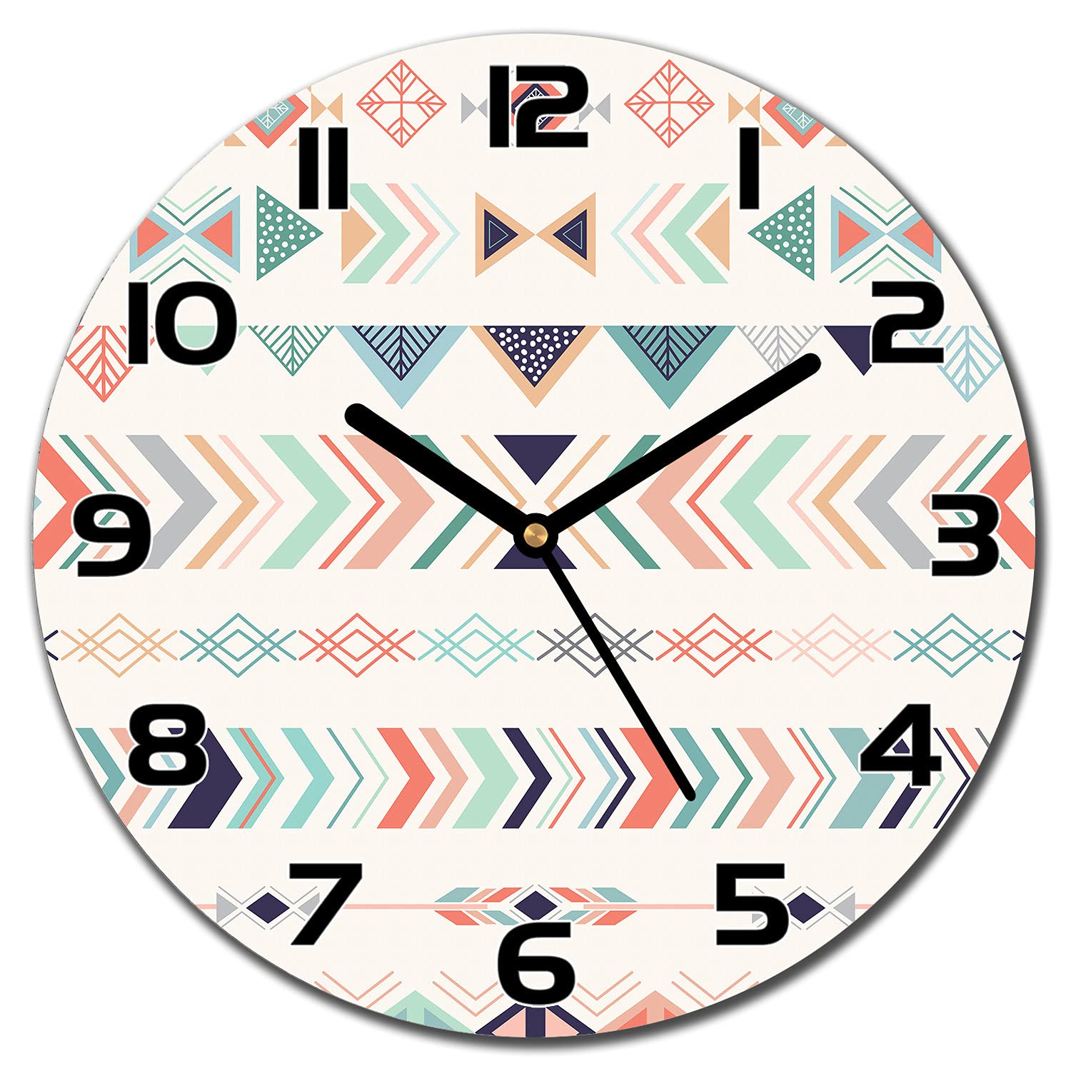 Horloge en verre cuisine lisible et robuste 30 cm Tribu Américaine