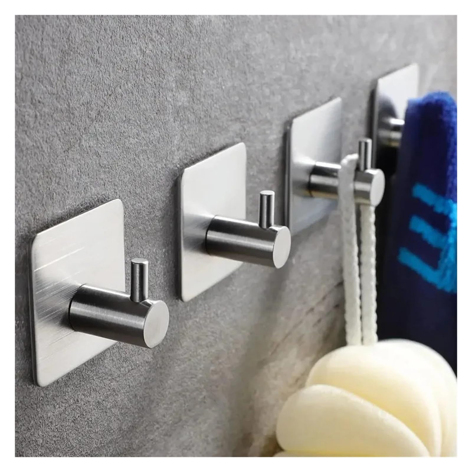 Gancho Adhesivo Fuerte for Pared, Colgador de Ropa, Gancho for Bata de Ducha, Ganchos for Toallas de baño y Cocina, 1/2/4/6 Uds.(Silver,3pcs)