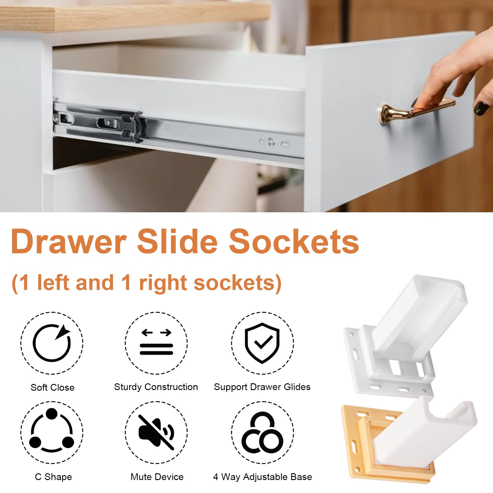 Drawer Slide Sockets - Replace Cabinet Slides -3 Drawer Slide Sockets - Replace Cabinet Slides -3
