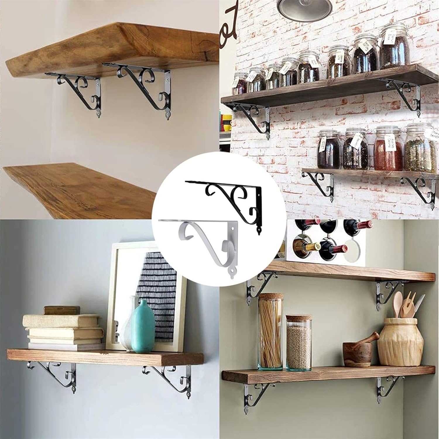 Shelves,Shelf Brackets,Decorative Shelving Brackets and Supports for Shelf, 2 Pack, L Shape Metal Shelf Bracket, (Color : Black, Size : H 126mm x L 200mm(5x8Inch))