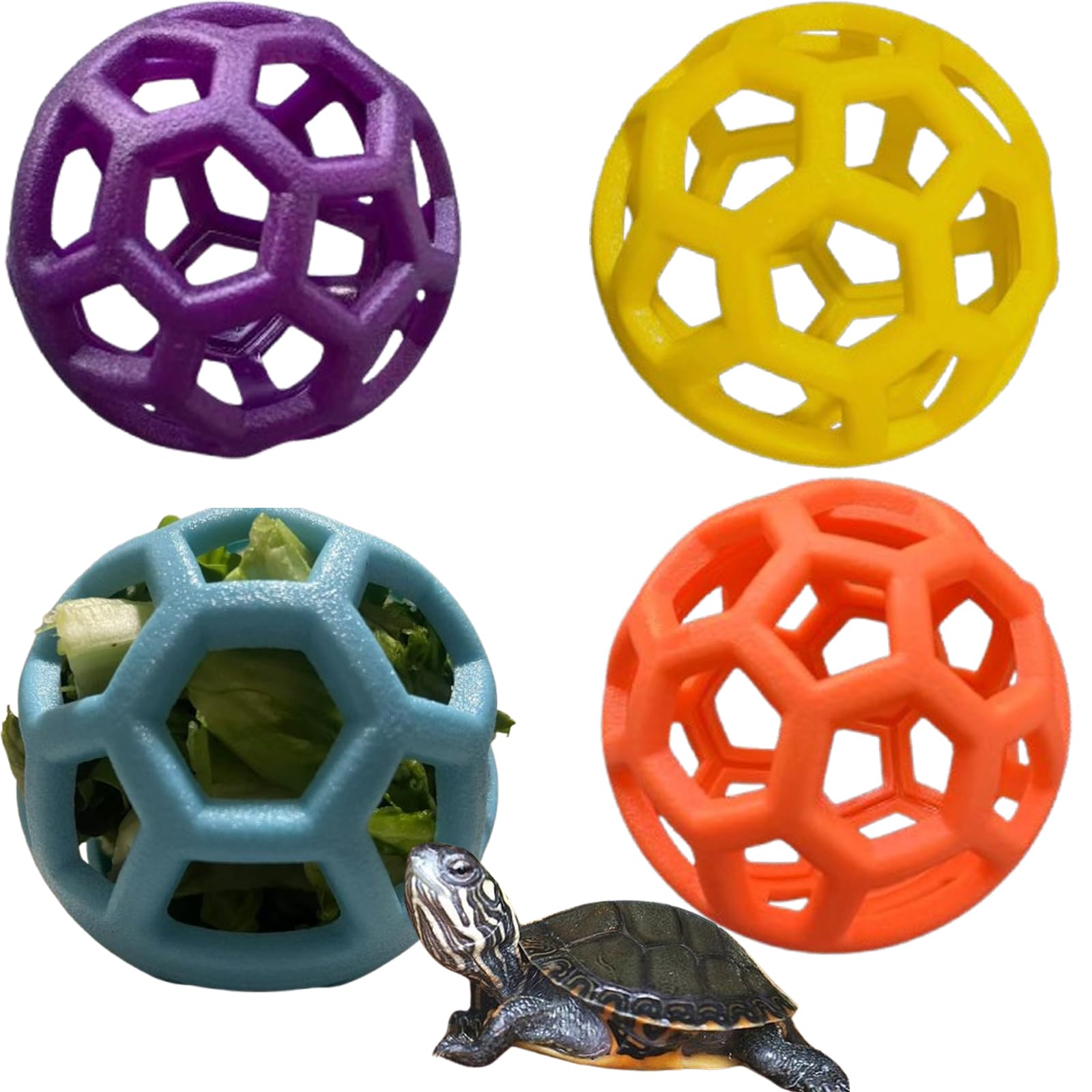 4 Individual Tortoise Treat Ball Tortoise Toy Turtle Hanging Feeding Ball Small Animals Turtle Vegeta ble Grass Tortoise
