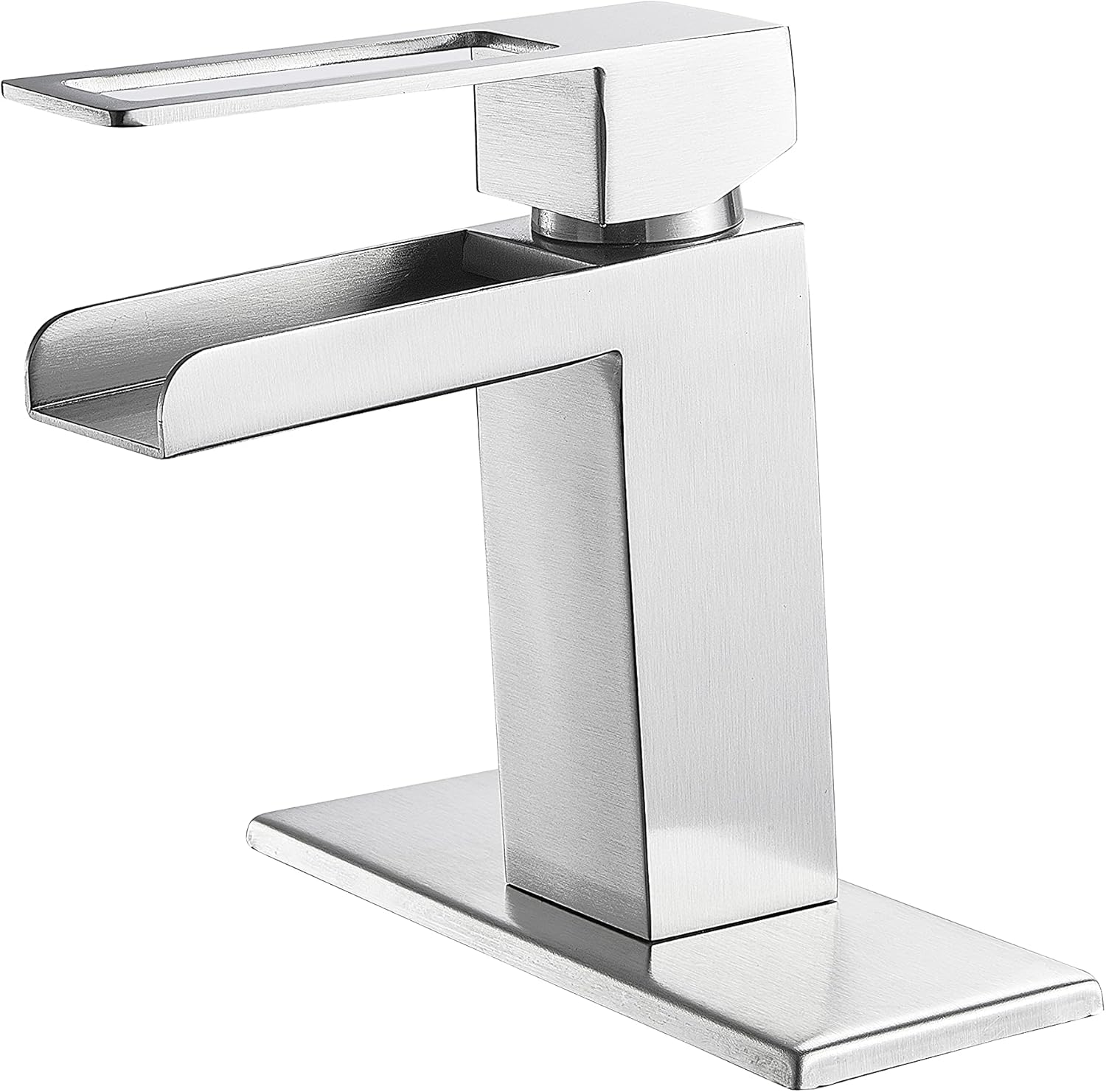 Holiday Deals 🛒 Gangang Commercial Waterfall Bathroom Sink Faucet Single Handle Stainless Steel Lavatory Basin Tap Mixer,Brush Nickle FN0210