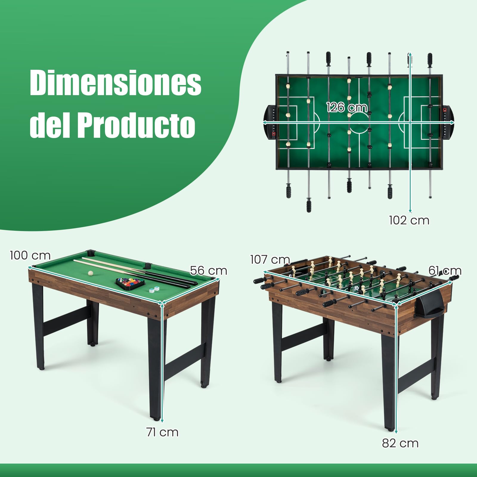 GOPLUS Mesa de Juegos 10 en 1, Mesa Multifuncional con Futbolín, Hockey de Aire, Billar, Ping Pong, Shuffleboard, Bolos, Ajedrez, Damas, Backgammon, Set Apilable para Hogar, Oficina, Bar