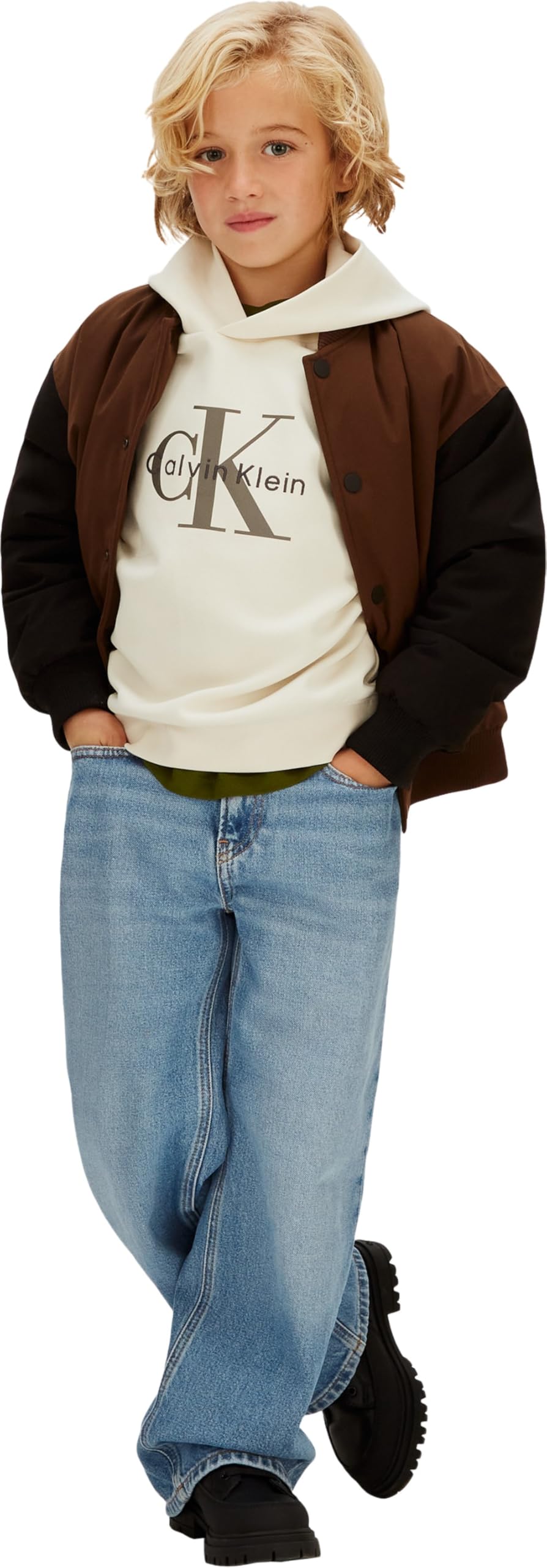 Calvin Klein Light Monologo Hoodie Ib0ib02615 Sudadera con Capucha Niños