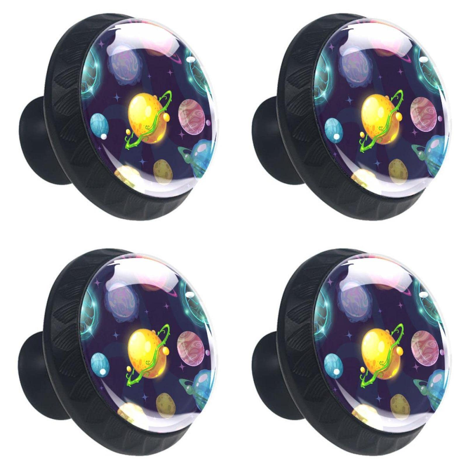 TBOUOBT 4 Pack Kitchen Cabinet Knobs Pulls, Drawer Knobs for Modern Closet Furniture Door, Cosmic Cartoon Planet