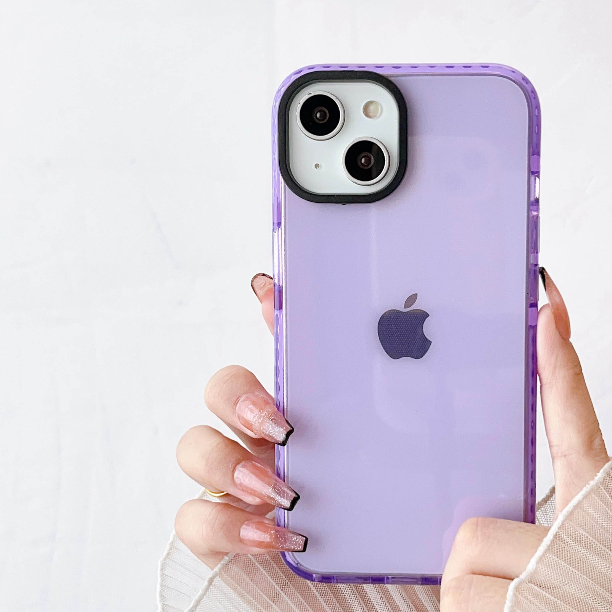 FABSPARK for iPhone 13/14 Phone Case, Neon Clear Fluorescent Transparent Soft Slim Bumper Protective Case for 6.1 inches - Purple