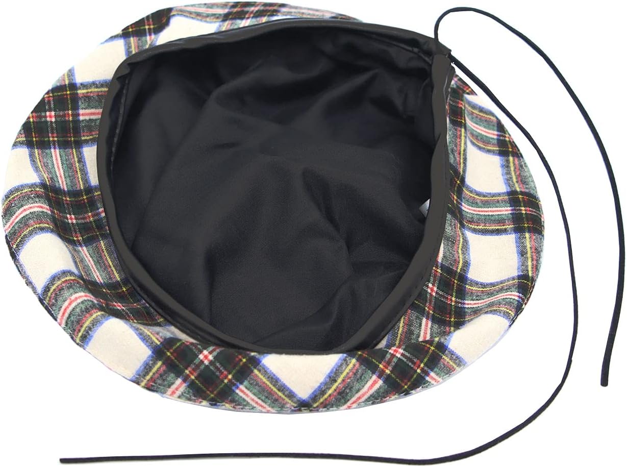 WITHMOONS Cotton Plaid Beret Hat Tartan Check French Beanie Cap YZF0083