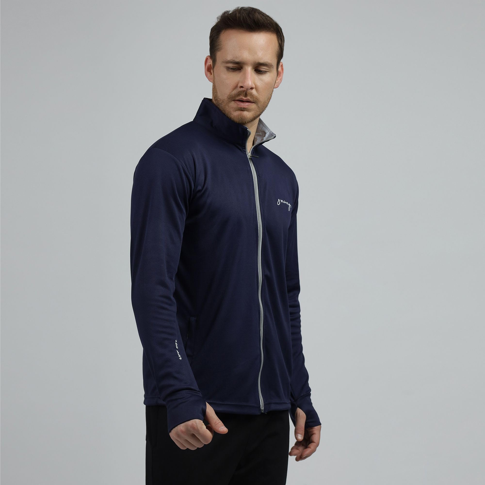 BE SAVAGE Sunscreen Jacket With UPF 50+ Summer Jacket lightweight Jackets For Men Biker Jackets For Men Zipper Jacket (Navy-M) 3
