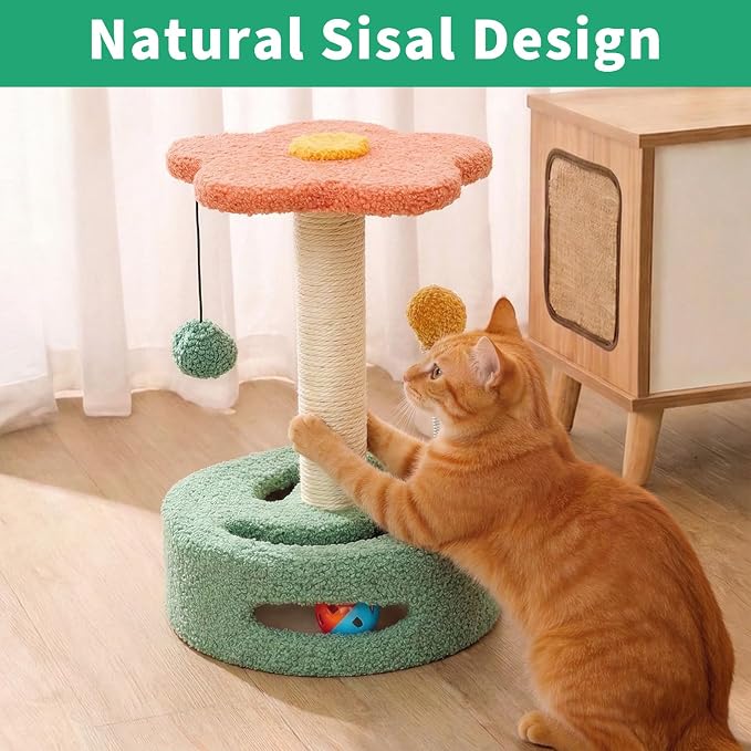 Rascador para gato pequeño torre 13.98" con juguete miniatura 4