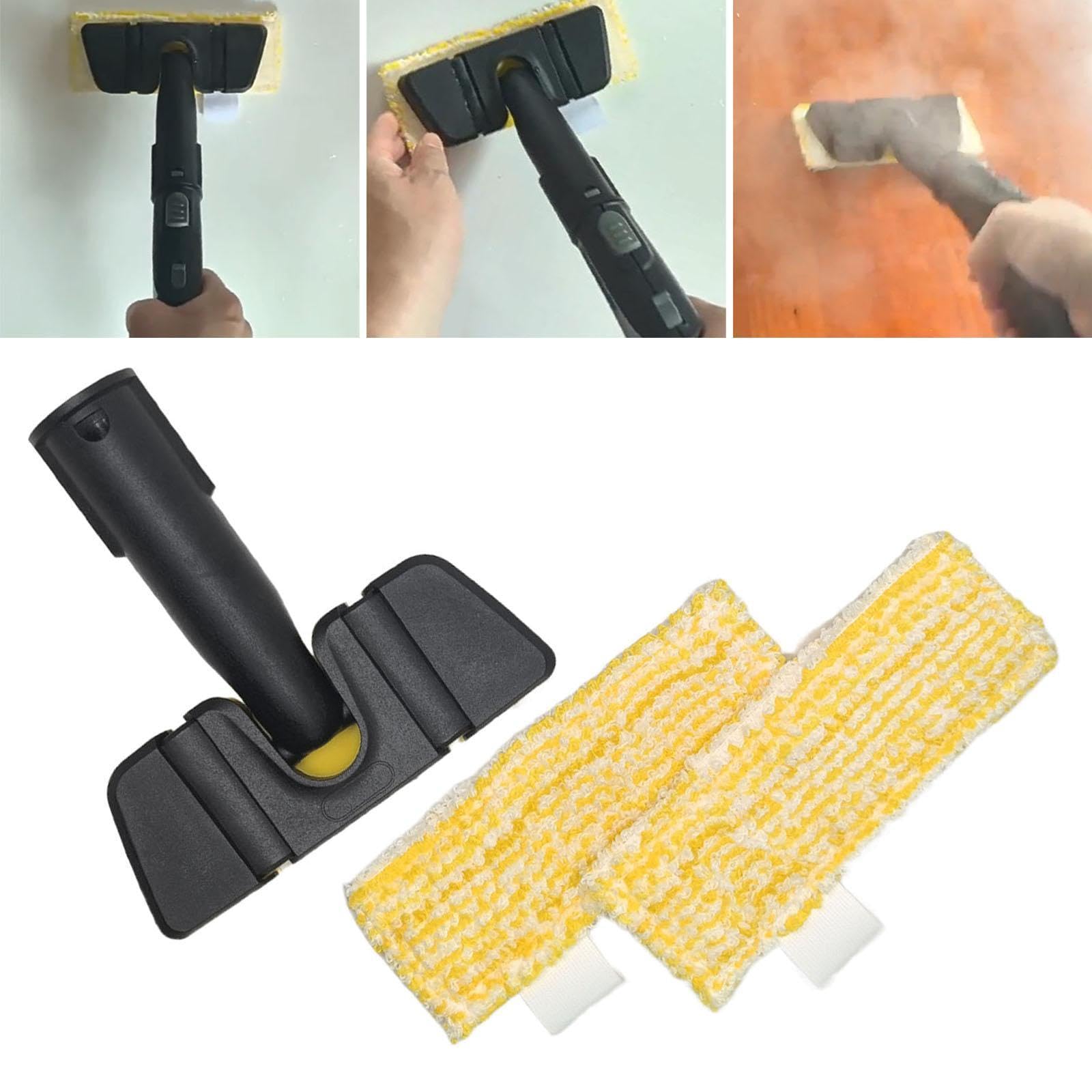 Steamer Replacement Cepillo de Mano Adaptador de Cabezal de Cepillo Accesorio con Función de Limpieza Profunda Material PP Adecuado para, con 2 Mopas Amarillas, Individual