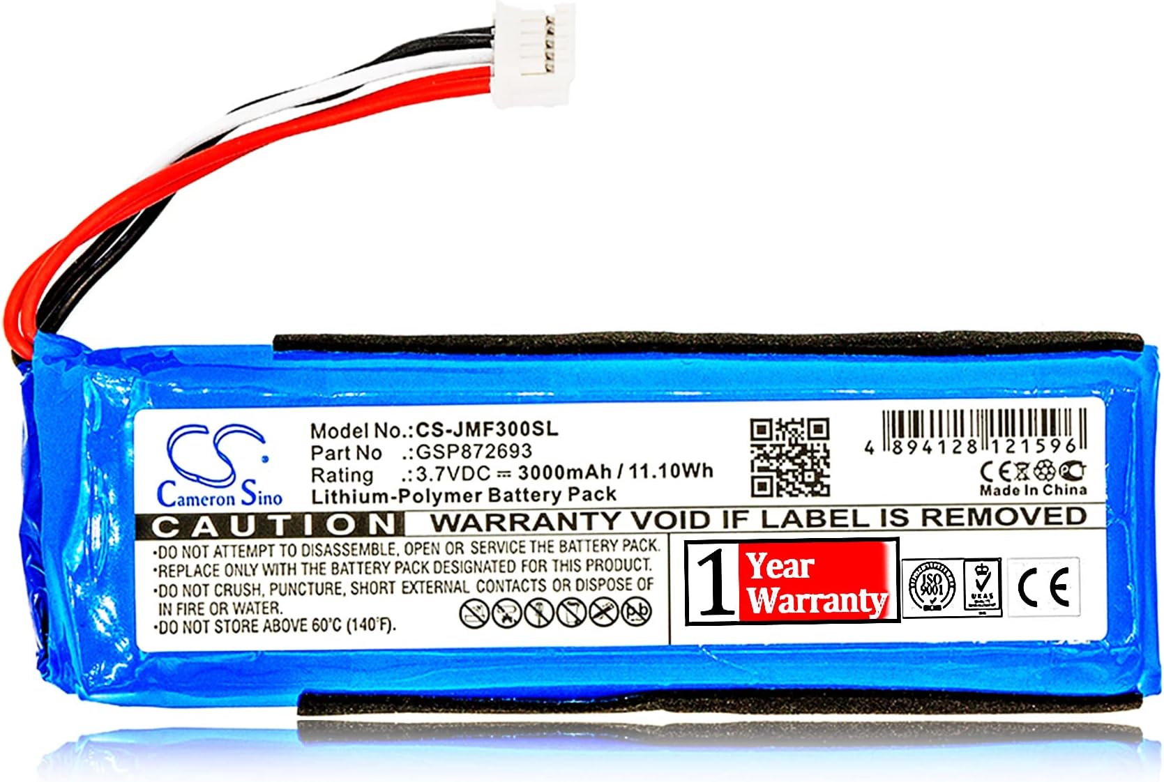 Battery Replacement for Flip 3, Flip 3 Splashproof, JBLFLIP3GRAY FLIP3GRAY GSP872693 P763098 03 GSP872693 02 Battery