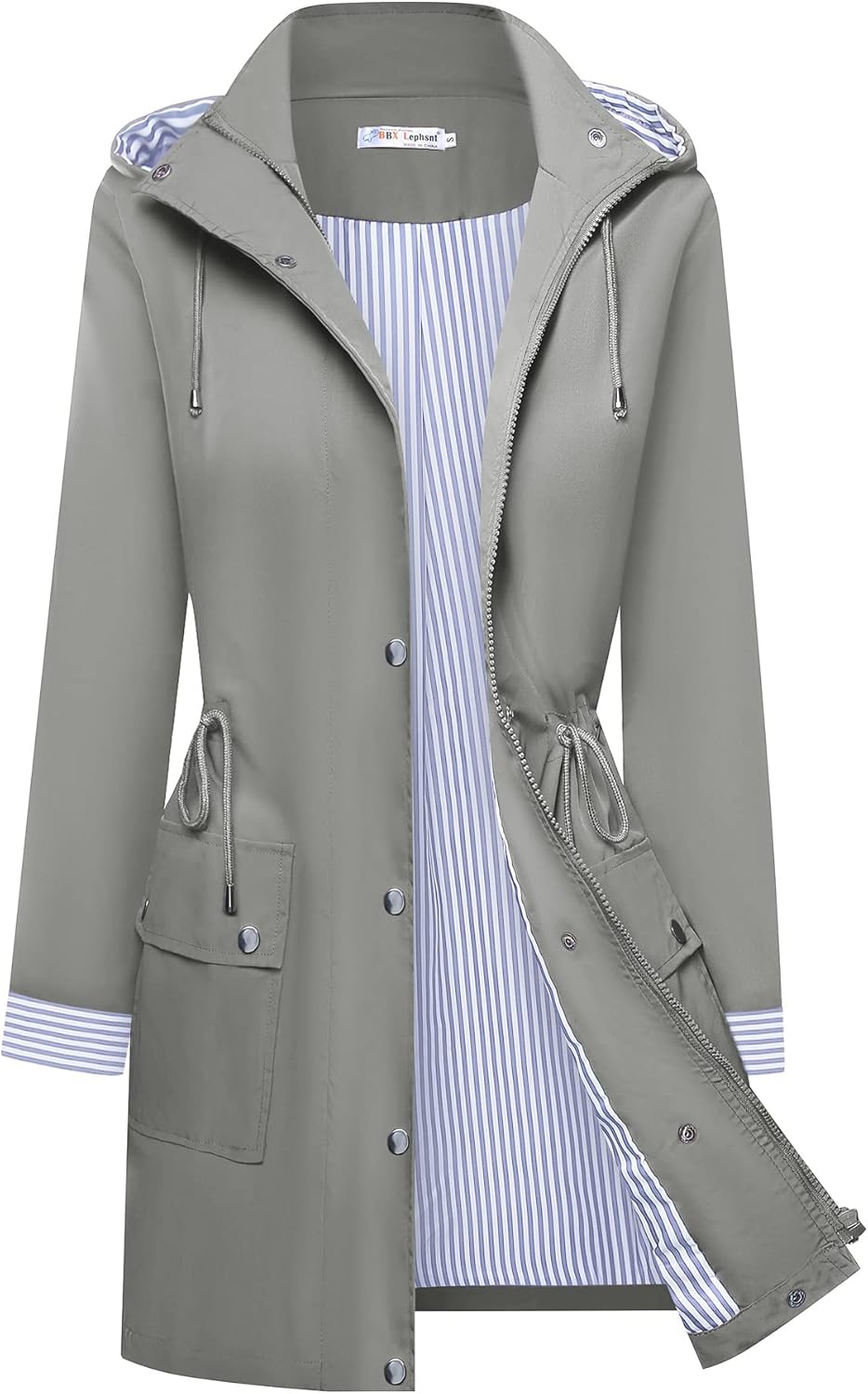 BBX Lephsnt Rain Coats for Women Waterproof Rain Jacket Lightweight Windbreaker Outdoor Hooded Trench Coat