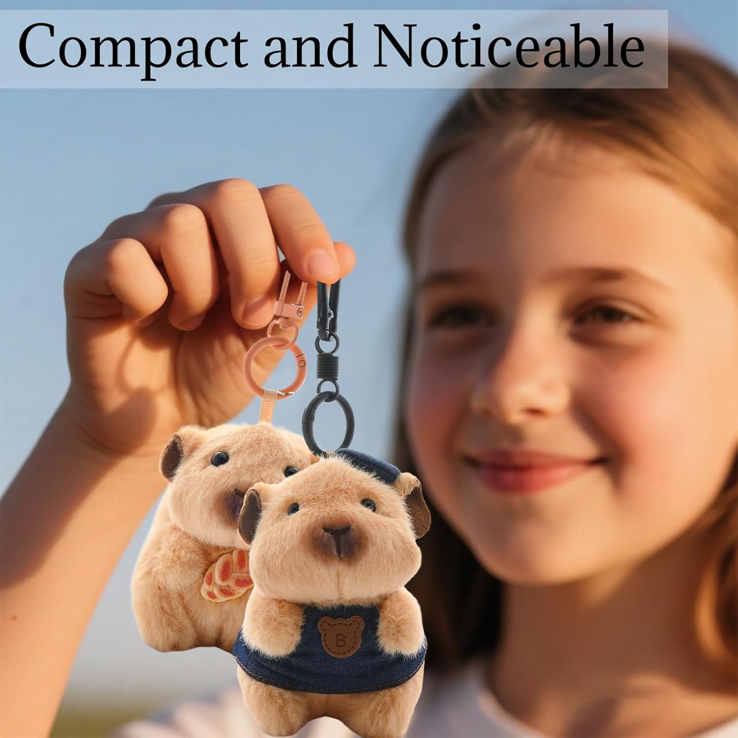 Plush Guinea Pig Keychain - Adorable Stuffed Guinea Pig Keyring for Women, Handbag Pendant, Car Key Accessories (Guinea with Blue Bib) - Image 5