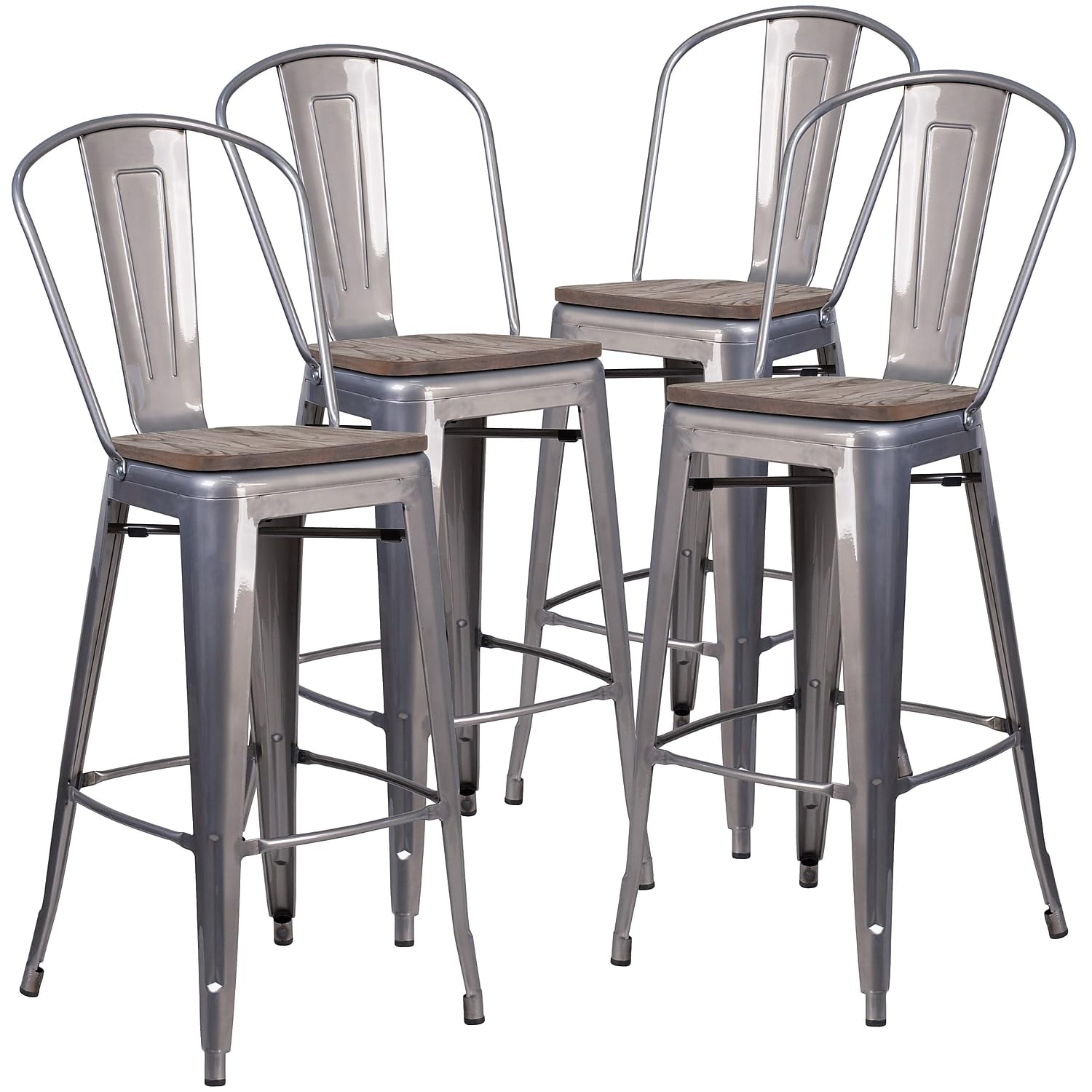 Flash Furniture Black / Set of 1 / Metal Seat Barstools