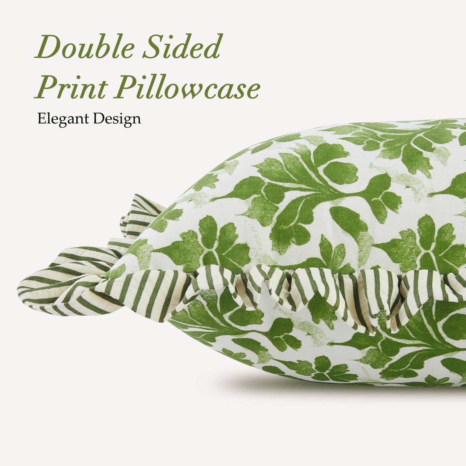 14x36 Inch Cotton Block Print Ruffle Sham Cover,Handmade Boho Floral Block Print Pillowcase,Ruffle Trim,Soft Decorative Cushion Case for Bedroom,Farmhouse&Cottagecore Bedding - Image 4