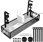 Cable Management, 64CM Cable Management Under Desk No Drill, Metal Cord Organizer with Clamp for Standing Desk, Cable Organizer for Home Office, Black