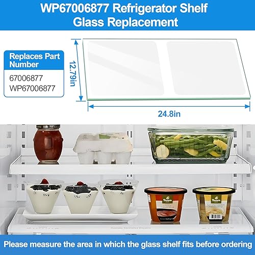 Miniatura 3 de Repisa de vidrio para cajón de refrigerador, compatible con Kenmore Whirlpool Freezer Shelf Replacement, parte de inserción de cubierta de cajón de