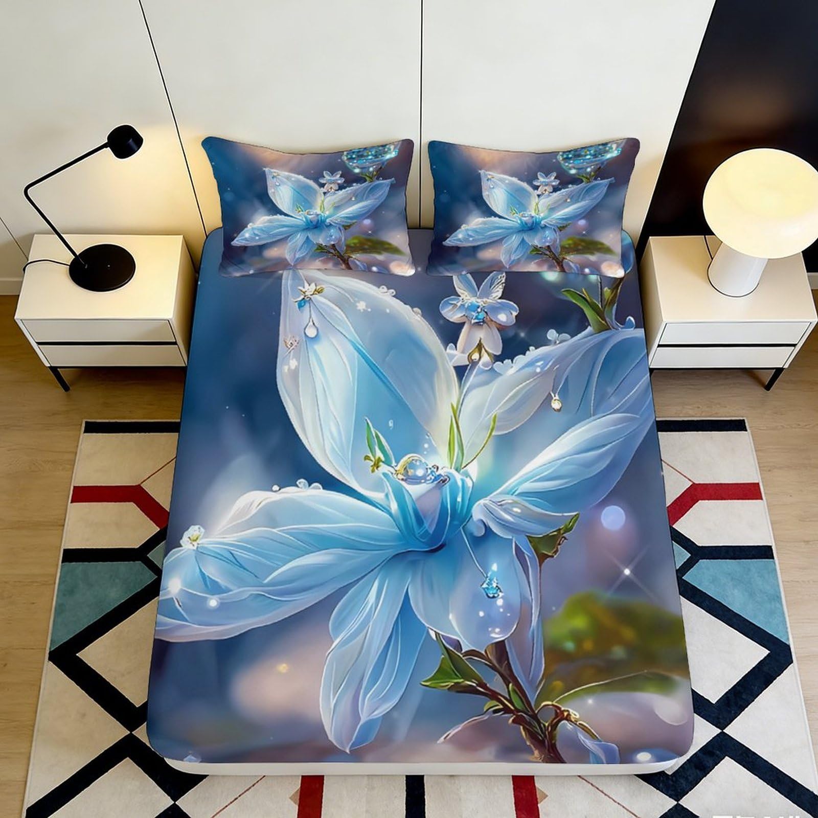 3D Printed Wildlife Fitted Sheet Microfiber Deep Pocket Non-Slip Bedroom Bedding Leopard Mattress Fitted Cover Washable 120x200x25cm