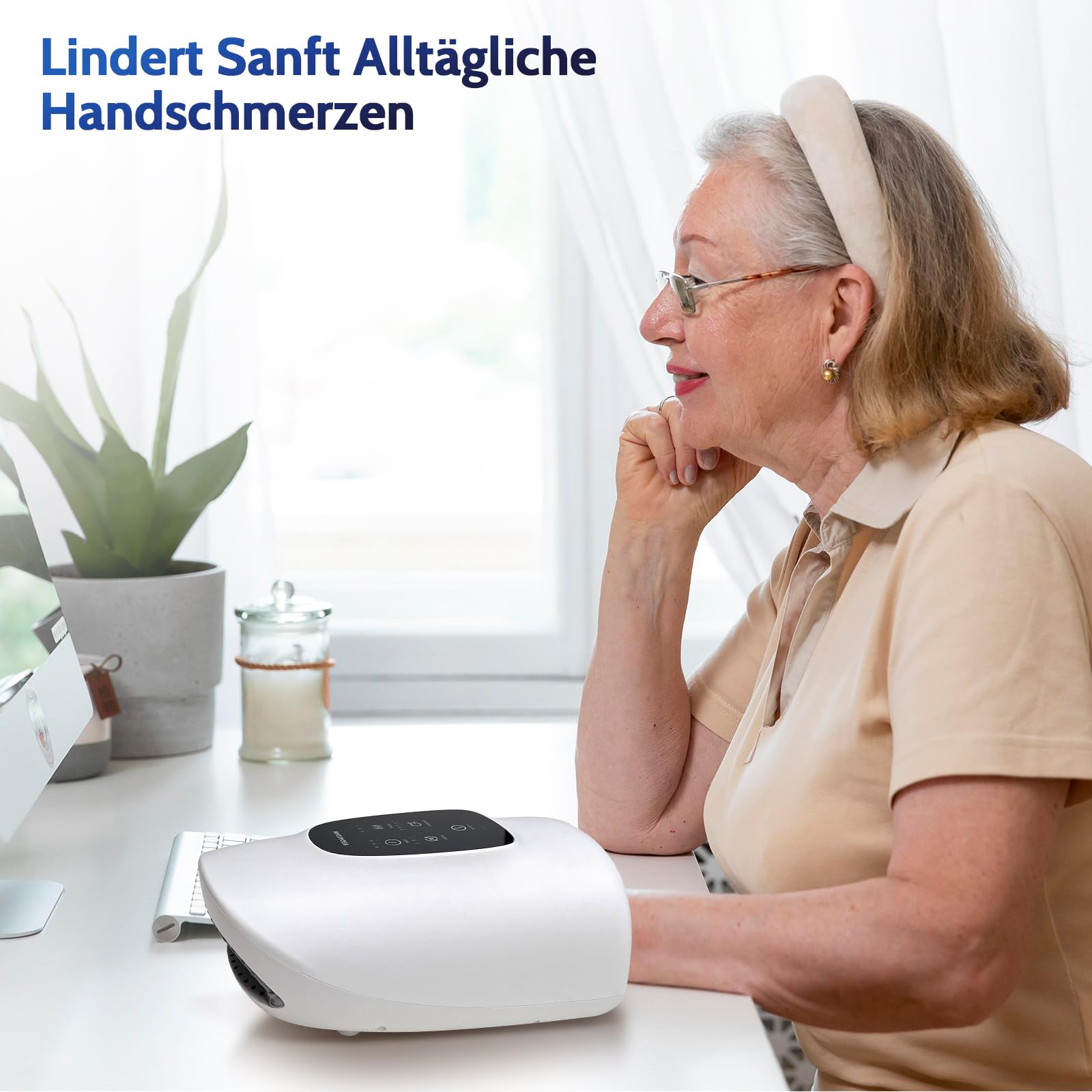 Handmassagegerät mit Wärme und Kompression, Elektrische Handmassage Schmerzlinderung für Handgelenk & Finger