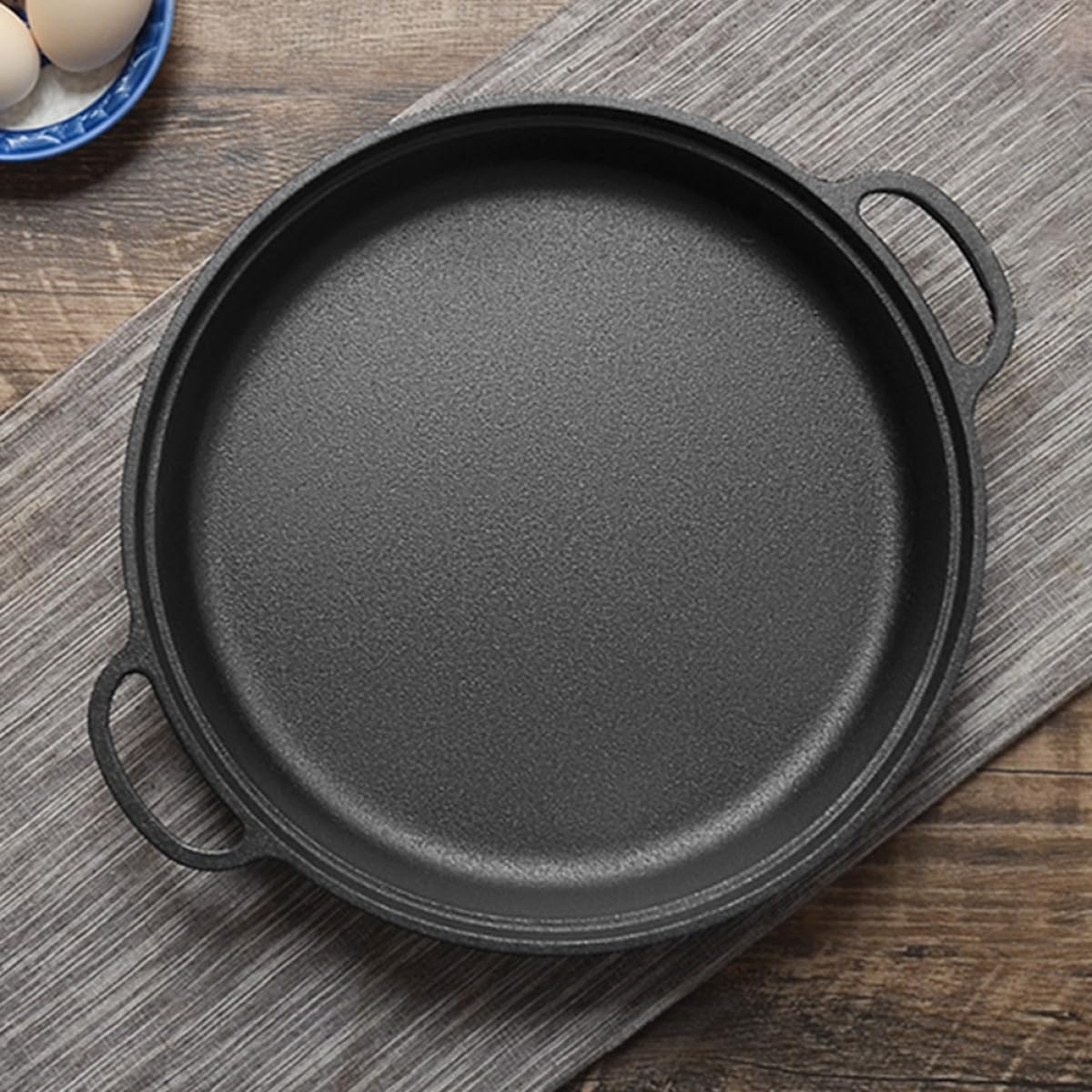 SHINEOFI Olla Caliente de Hierro Fundido sin Revestimiento Asas Ergonómicas y Protección contra Quemaduras para Uso Doméstico Aire Libre