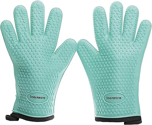 Miniatura 21 de KITCHEN PERFECTION Guantes de silicona XL para horno ahumador - Guantes de barbacoa extremadamente resistentes al calor - Maneja comida caliente