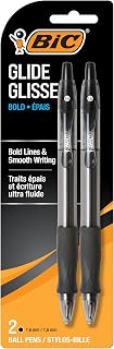 BIC Glide Bold Black Ballpoint Pens, Bold Point, 1.6mm, 2-Count Pack | 1.6mm Tip Size | Retractable Design | Comfortable Full Grip | Ultra-Smooth Writing | Ideal for Office, School, Or Home Use