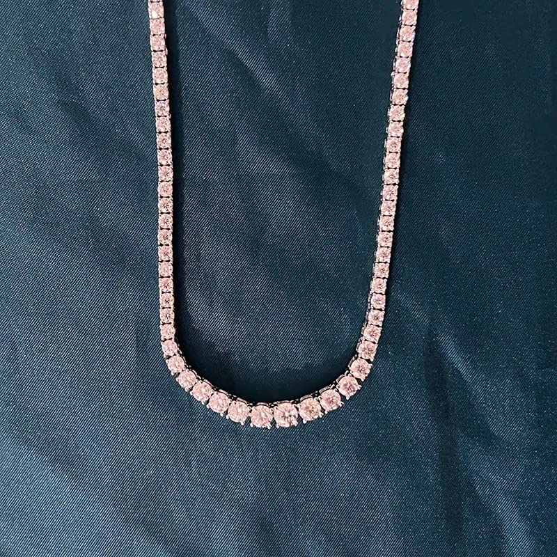 Naszyjnik moissanite w kolorze d. Srebro próby 925 dla kobiet, biżuteria z ogniwami łańcuszka