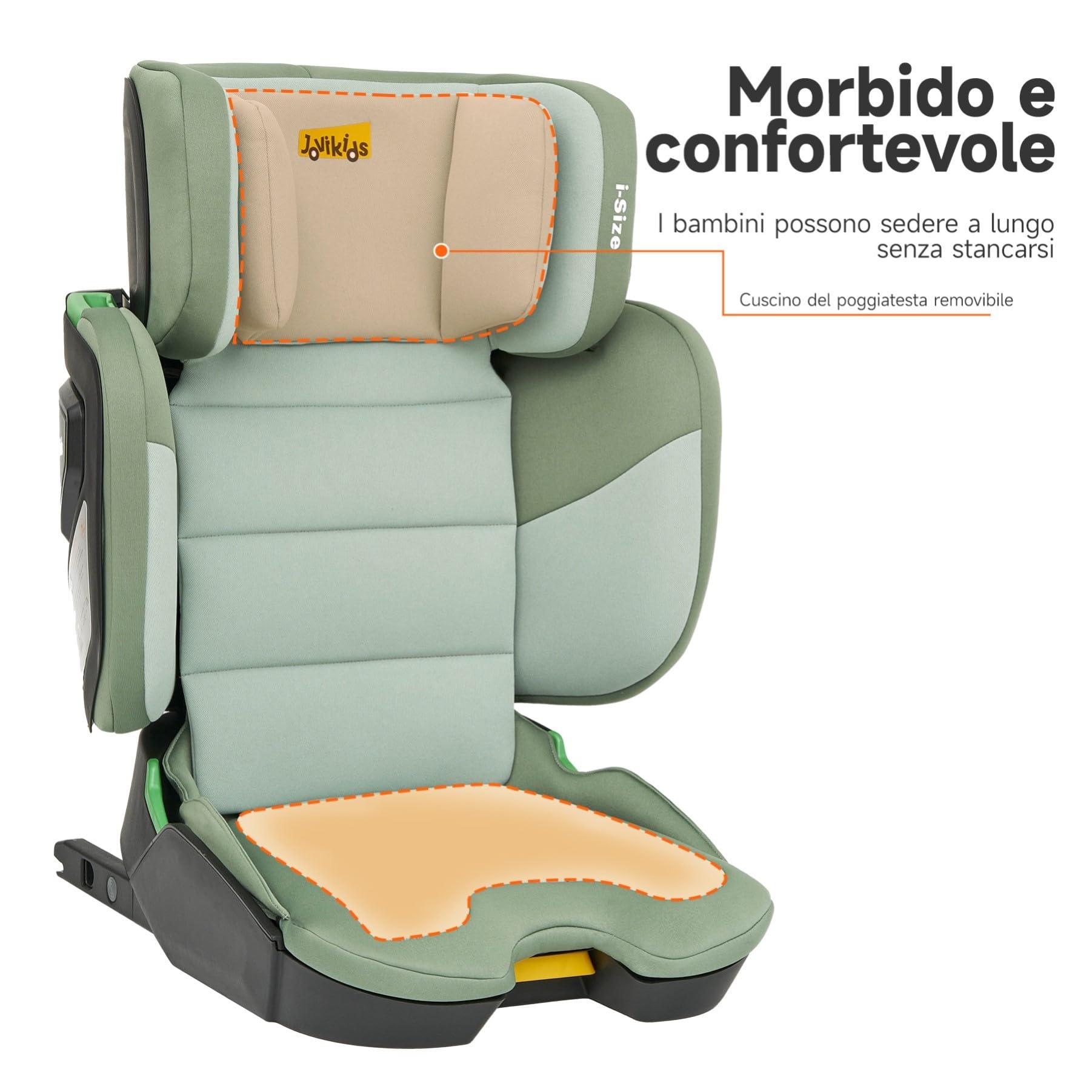 Jovikids i-Size Seggiolino Auto ISOFIX, Pieghevole Alzatina Auto per Bambini ECE R129, circa 3-12 anni/100-150cm, Altezza e larghezza regolabili