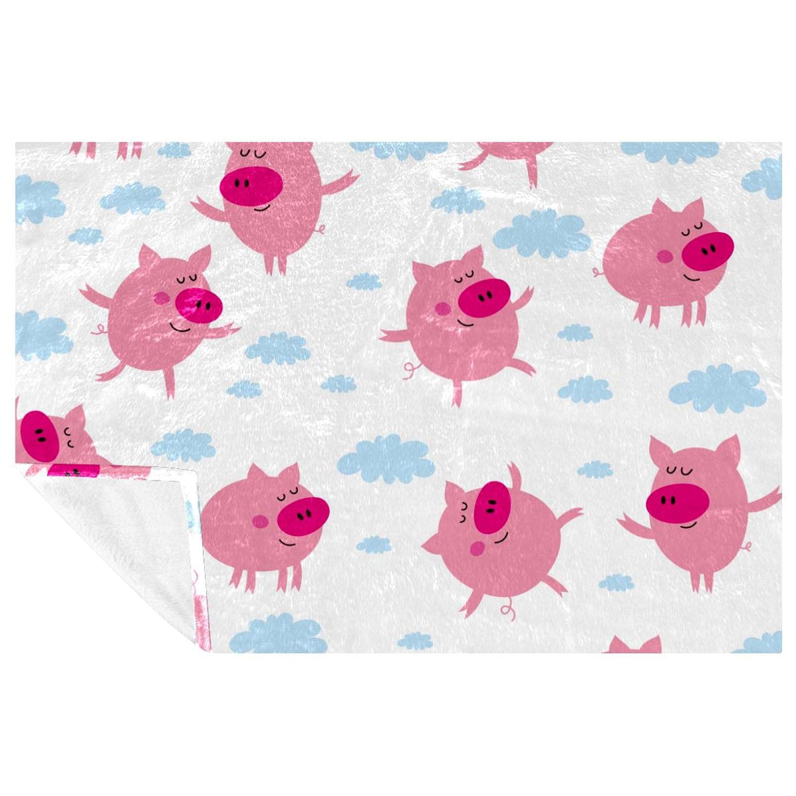 Couverture chaude cochon rose lavable 150x100 cm avec isolation thermique lit et canapé
