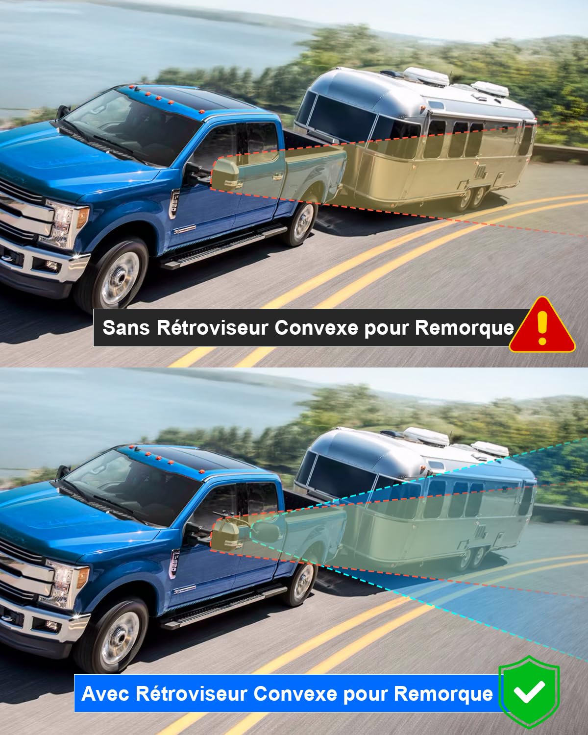 SUPAREE Convexe Rétroviseurs Extérieurs Camping Car Rétroviseur Caravane Voiture Rétroviseur pour Caravane Extension Universel avec Pare Pluie 2Pcs