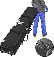 Kioqiear Rolling Padded Ski Bag with Wheels - Double Ski Carrier for 2 Pairs up to 190cm, Air Travel Essential