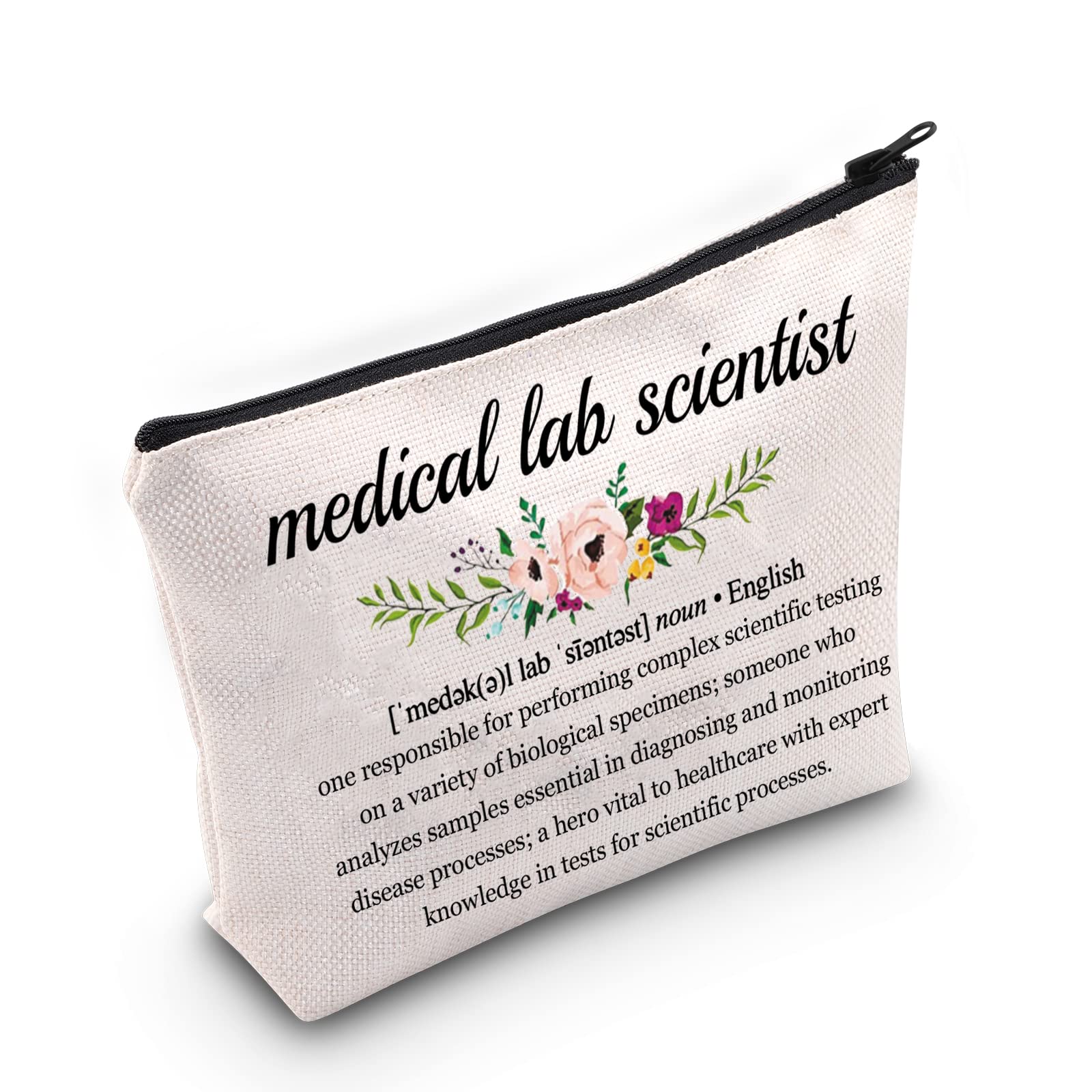 G2TUPMedical Lab Scientist Gift Medical Lab Scientist Definition Makeup Bag Lab Tech Cosmetic Bag Lab Technician Gift Science Geek Zipper Travel Bag, Medical Lab Scientist White Bag