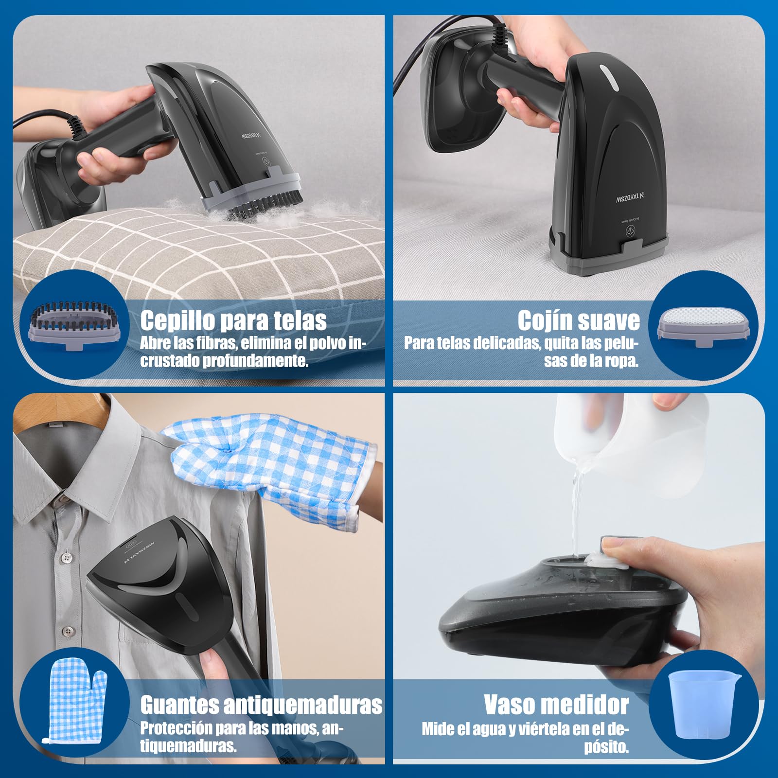 NTAYDZSW Plancha de vapor portátil para viaje 1800W, precalentamiento 20s, depósito 300ml extraíble, apagado automático, caudal de vapor 20g/min, para hogar, viaje y oficina