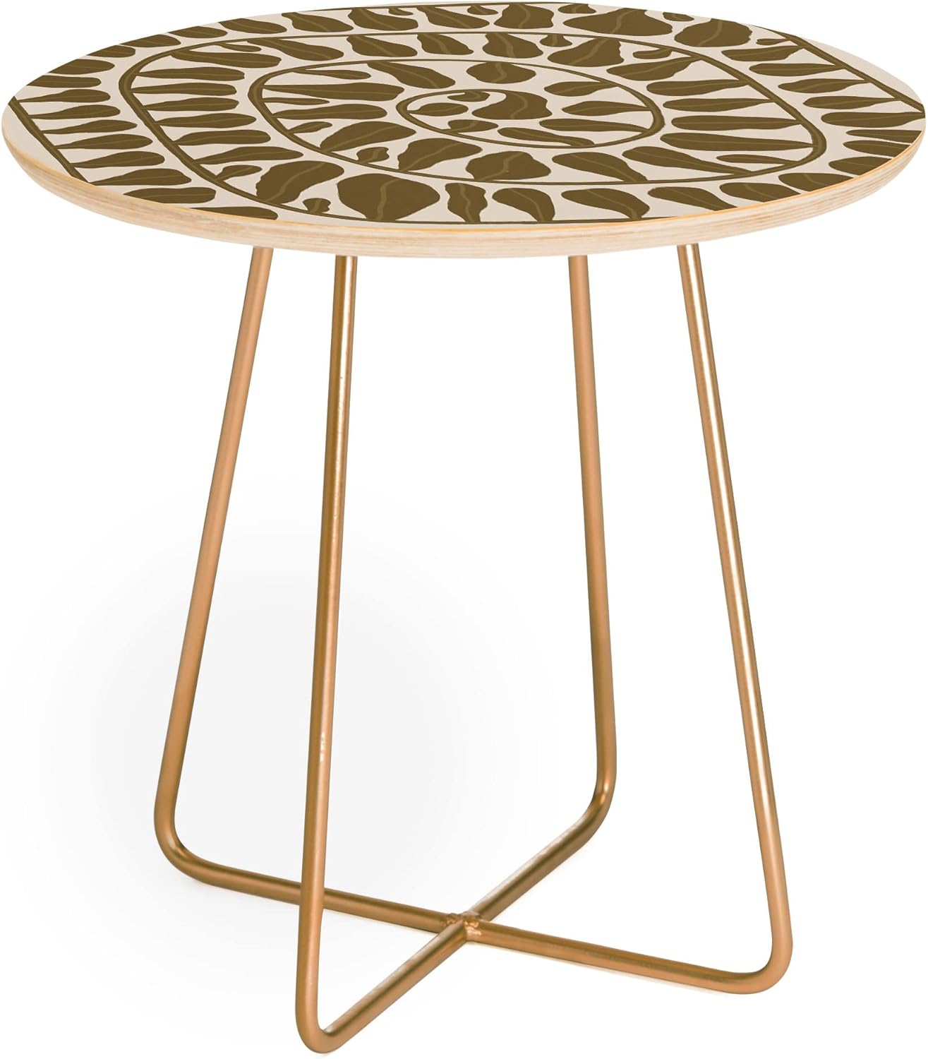 Deny Designs 2021 Side Table, 19" x 19", Alisa Galitsyna One HundredLeaved Plant 6, Gold