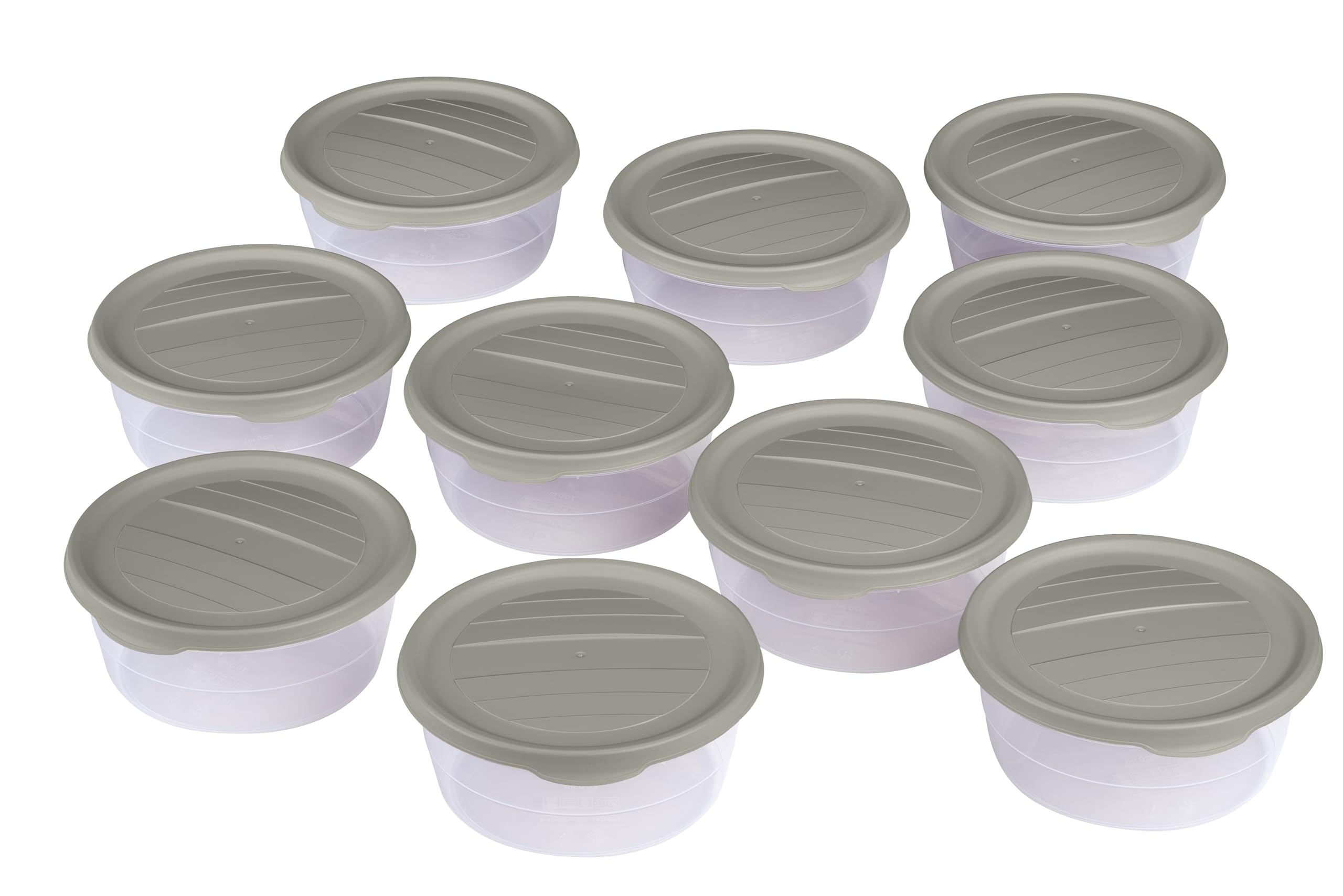 Piccolo - Confezione da 10 scatole per impasto per pizza, in granito, 12,2 cm (diametro) x 7,6 cm (altezza), trasparente, per uso alimentare, senza BPA, lavabile in lavastoviglie e adatta al