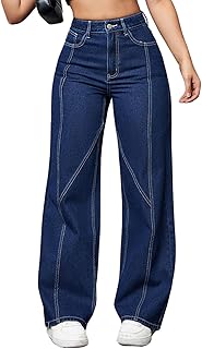 Leriya Fashion Women's Wide Leg Fit High Rise Baggy | Wide Leg Jeans High Waist | Bell Bottom | Cargo Jeans