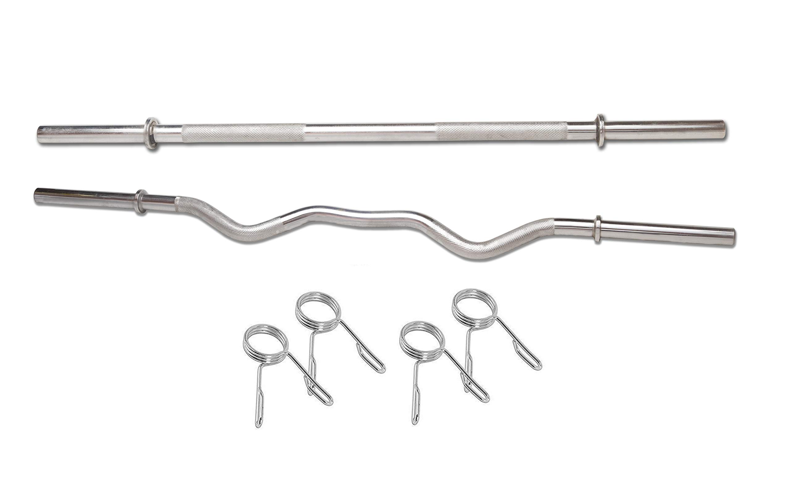 Stag Fitness Professional Gym Training Combo of 3 Feet Chrome Plated Curl Rod (25mm) and 5 Feet Chrome Plated Straight Plain Rod (25mm) with 4 Spring Locks for Gym Weight Lifting (B08T7KQR32) Amazon Price History, Amazon Price Tracker