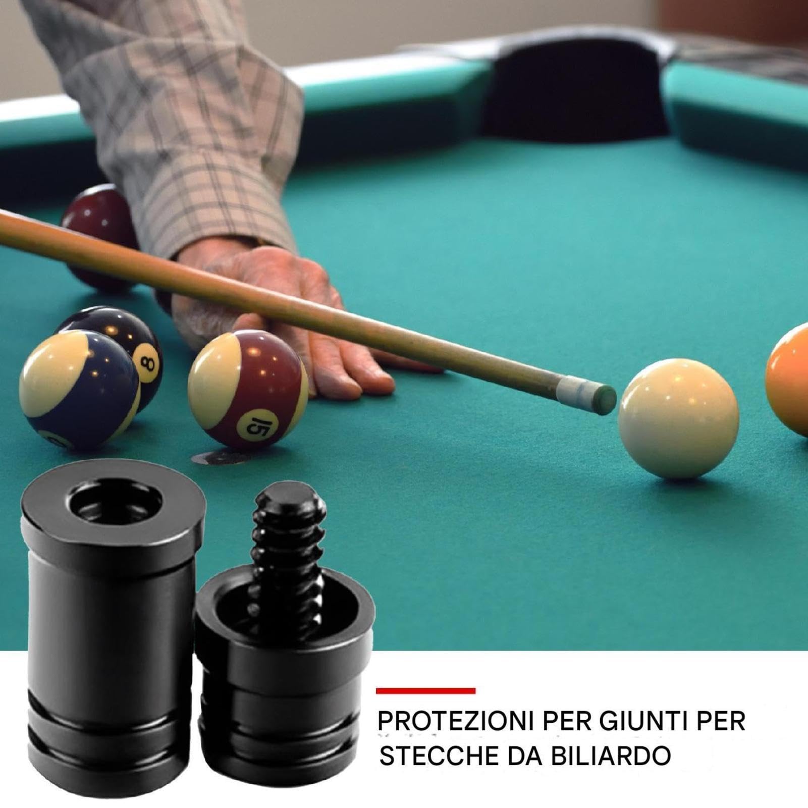 Generico Protezione per Articolazioni - per Biliardo | Tappo Filettato per Stecca da Biliardo in ABS Resistente, Protezione Contro L'allentamento del Filo 3/8x10 E 5/16x18, Nero, Antipolvere, 1 Pezzo