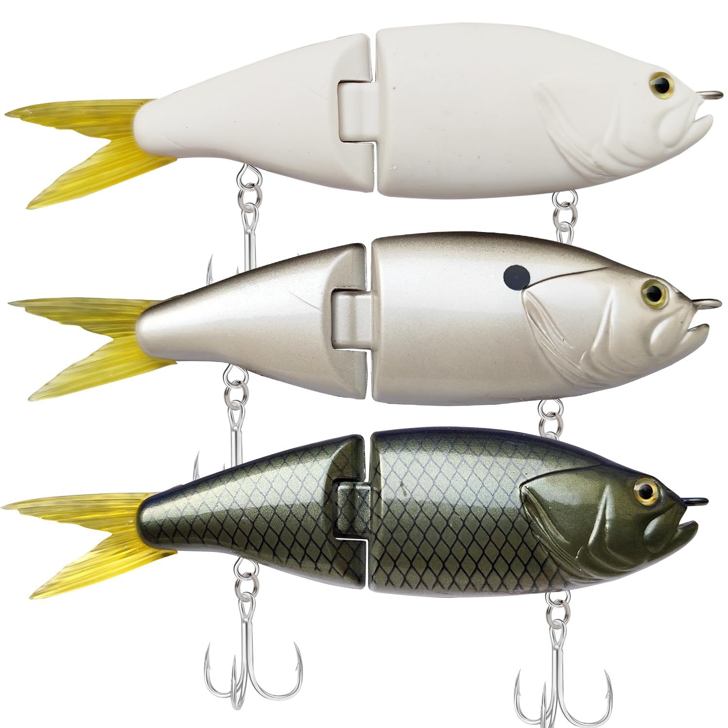 HADORAM Lure Slow Sinking Glide Bait with Fur Tail Lifelike Fishing Tackle for Trout Shad Bass Musky (5.9in-3Pcs)