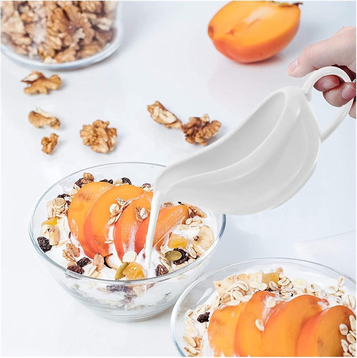 Saucer 2Pcs Ceramic Gravy Boats White Container Porcelain Sauce Boats Tableware Dish