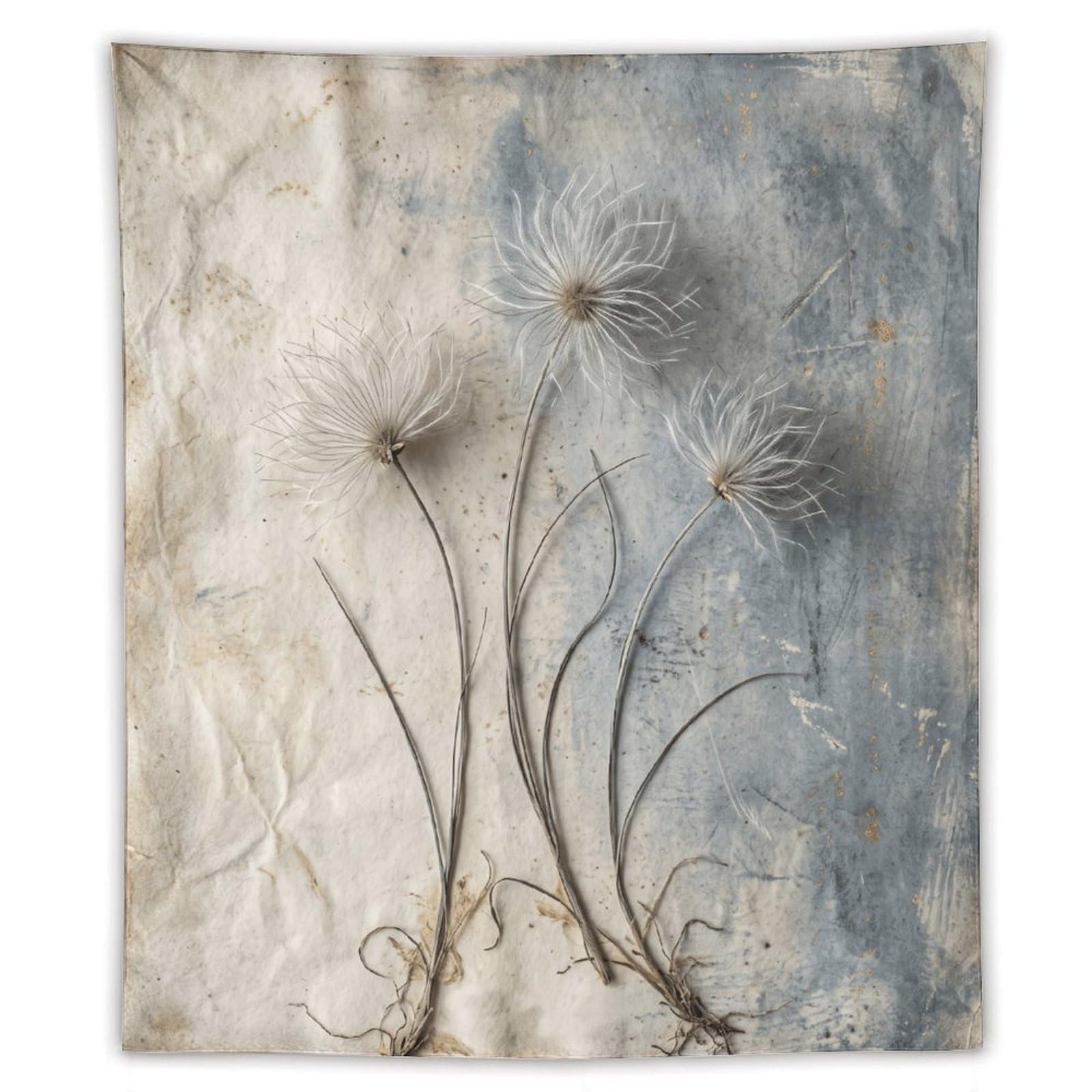 H3B8U2Y5 Botanical Dandelion Stems Wall Tapestry, Quiet Nature Study
