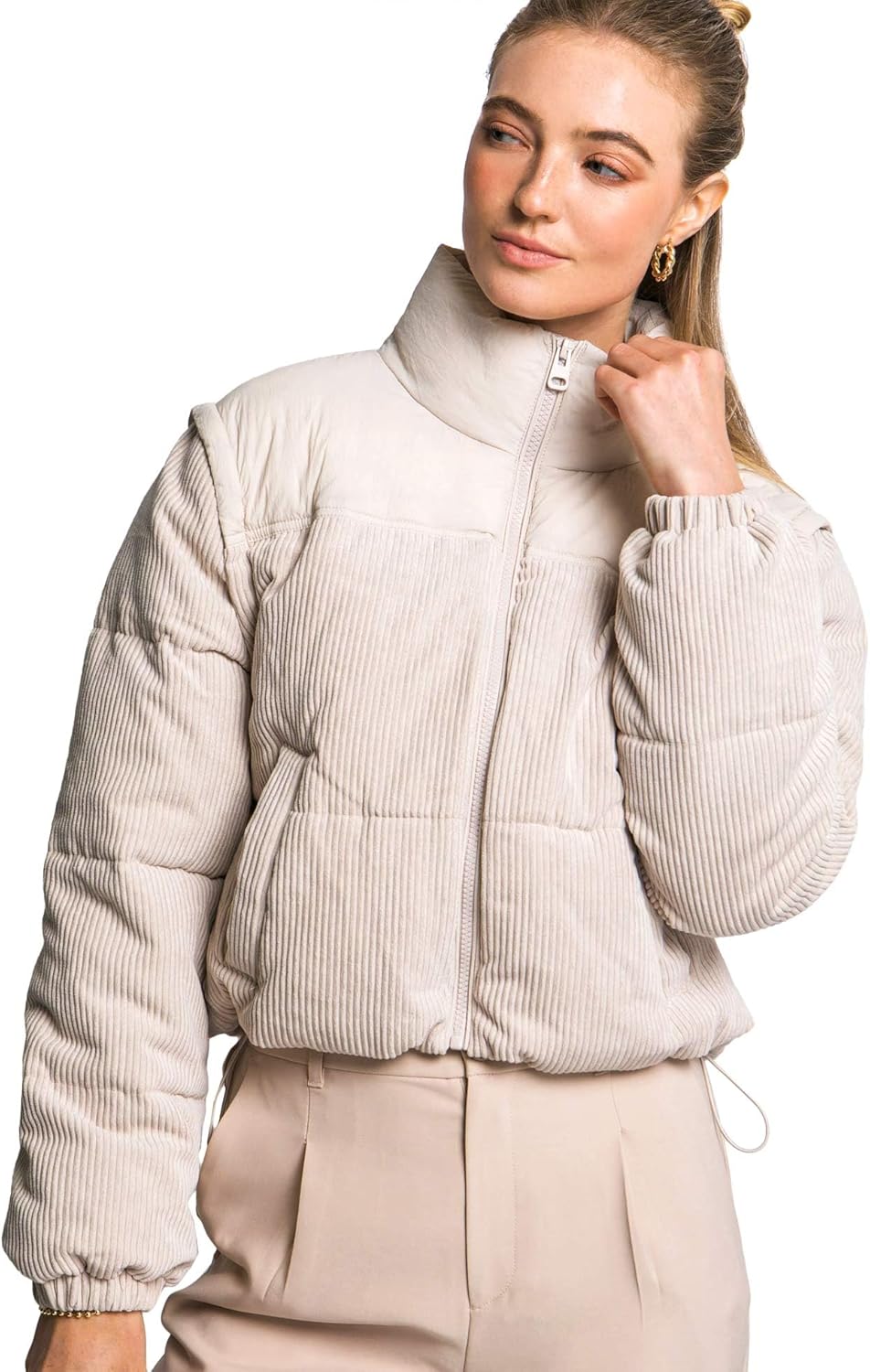 Love Tree Women's Cozy Soft Corduroy Puffer Coat Jacket - Image 4